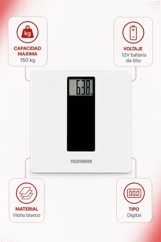 Balanza Digital Telefunken Bs400 Blanca 12v 150kg