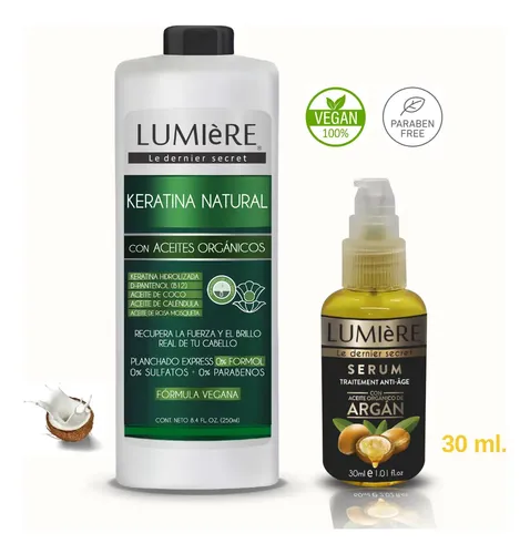 Keratina Alisado Sin Formol Profesional 250 + Serum Argan 30