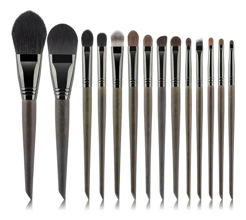14 Pinceles De Maquillaje Con Mango De Madera