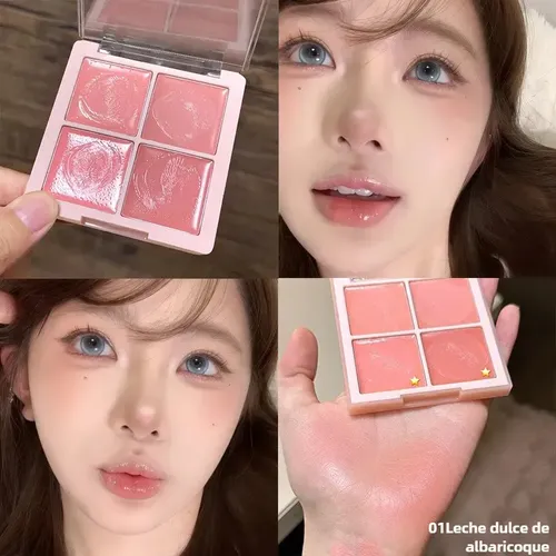Paleta De 4 Rubores Coreanos Efecto Glow Natural Maquillaje