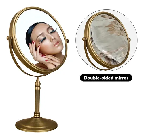 Espejo De Maquillaje Leyden De Latón Envejecido Con 3 Aument