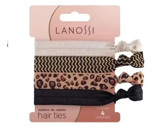 Cintas para el pelo Elastico Lanossi con estampado animal Ls2513, 4 unidades