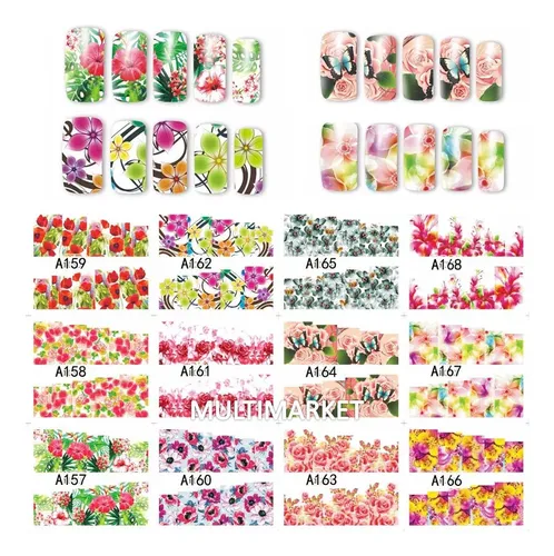 48 Stickers Al Agua Diseños Varios Deco Uñas Nai Art