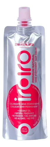 Tinte Vegano Iroiro Hair Color 330, Rojo Neón, 4 Onzas