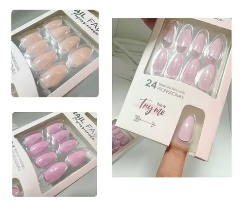 Uñas Postizas Autoadhesivas Efecto Aurora Almendra 24 Unidades