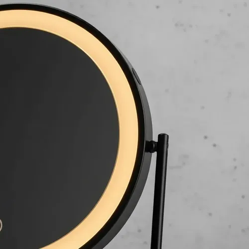 Espejo Maquillaje Led Negro Mate Doble Faz Aumento 10x Usb Negro