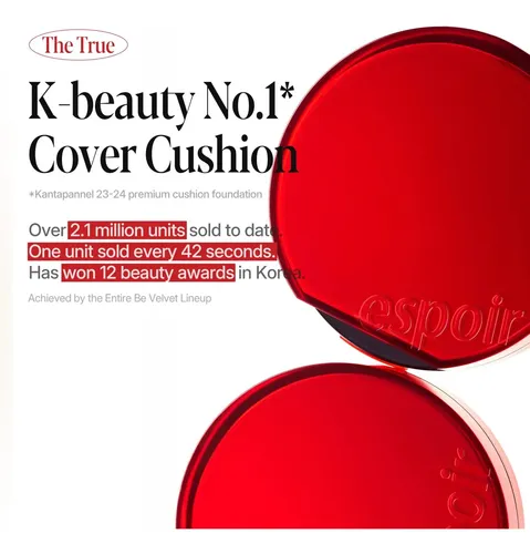 Base de Maquillaje Espoir Be Velvet Cover Cushion Líquida, Acabado Aterciopelado y Alta Cobertura