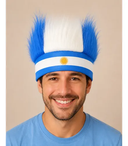Vincha Pelos Argentina X 2 Peluca Bandera Mundial Seleccion