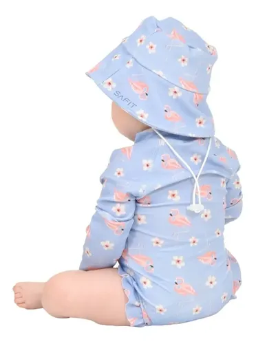 Malla Enterito Body + Gorro Piluso Bebé Filtro Solar Uv Agua