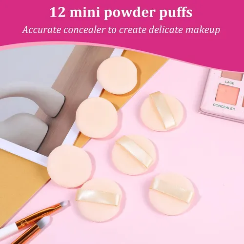 12 Esponjas De Maquillaje Pequeñas En Polvo, Color De Piel,
