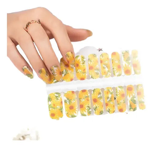 Pegatinas De Uñas Con Forma De Girasol, Película De Esmalte
