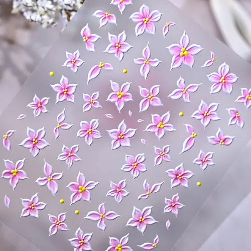 Sticker Uñas 5d Flores Cinco Pétalos 1 Lámina