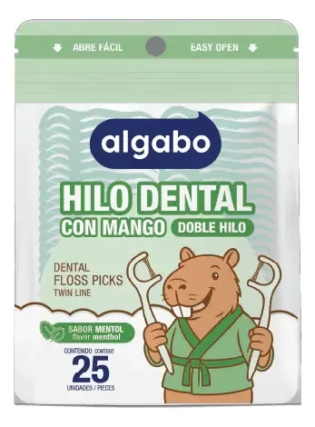 Hilo Dental Con Mango Algabo Doble Hilo Mentol X25 Unidades