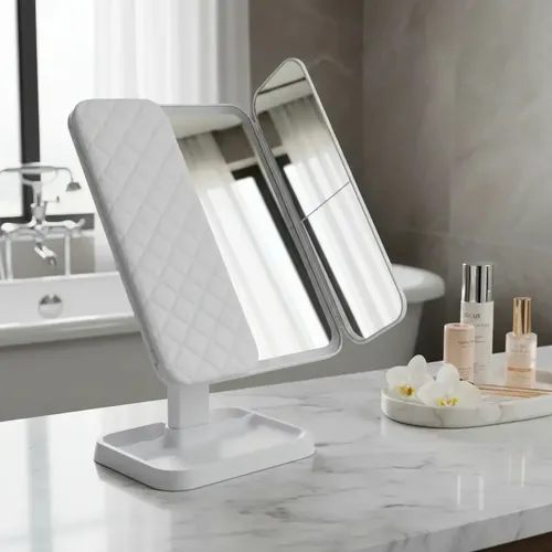 Espejo Maquillaje Pantalla Tactil Luz Led 1x/2x/3 Recargable Blanco