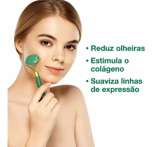 Kit De Rodillo Masajeador Facial Corporal Natur Jade Y Gua S