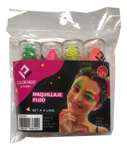 Set X 4 Maquillaje Artistico Barra Labial Cuerpo Rostro Fluo