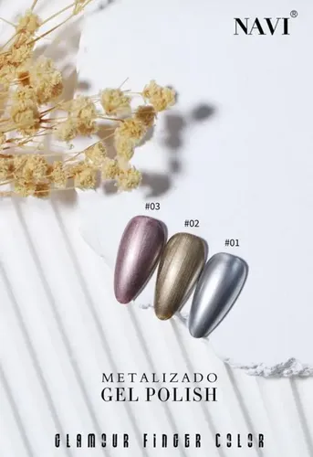 Navi Esmalte 8ml Metalizado Gel Polish Color Plateado