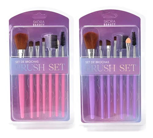 Set Brochas Maquillaje Skora Beauty 7 Piezas Cepillo Cejas