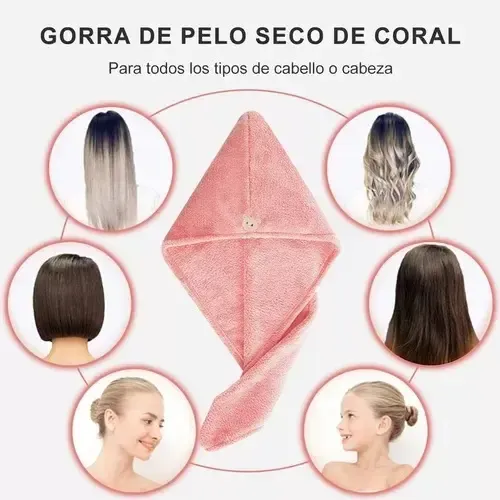 A Toalla Para Cabello Microfibra Gorro Secado Rapido A