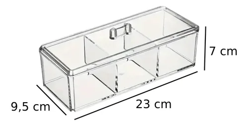 Organizador Acrílico Multiuso Porta Cosméticos 3 Divisiones Color Transparente
