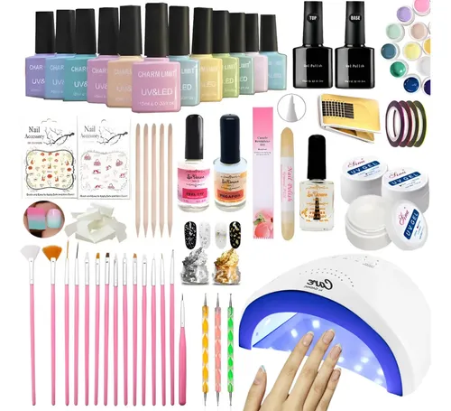 Kit Esmaltes Semi Permanentes D Uñas Cabina Uv Top Coat Base