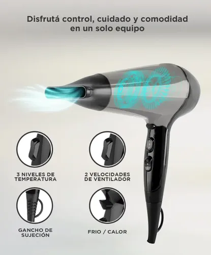 Secador De Pelo Care By Gadnic Pro 1800 A 2100 W Tecnologia Ceramica Ion Negativo Motor De Corriente Continua 3 Temperaturas 2 Velocidades Cable 2 Metros