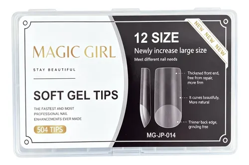 Tips Soft Gel Cuadrado Mate 504 Unidades 12 Tamaños