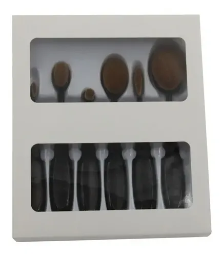 Set De Brochas De Maquillaje Oval X 5 Pcs. Con Caja Belleza
