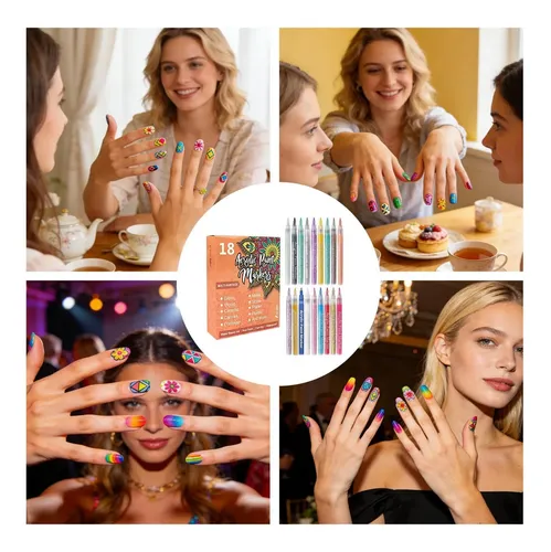 Lápiz De Uñas Con 18 Colores, Punta Fina, Duradero