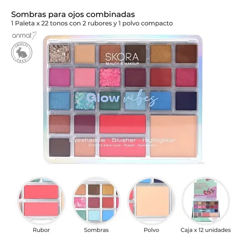 Sombras Para Ojos Rubor E Iluminador Skora Glow Vibes 39612 Color Variedad De Colores