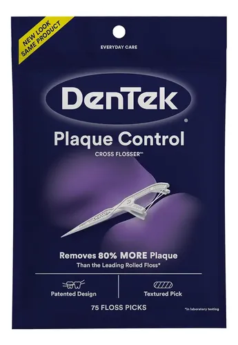 Palillos Hilo Dental Dentek Cross Floss Picks Plaque Control 75u
