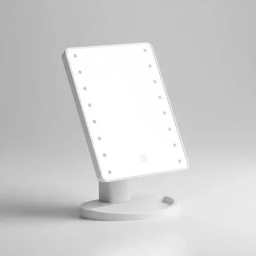 Espejo De Maquillaje Rectangular Con Luz Led Marco Blanco