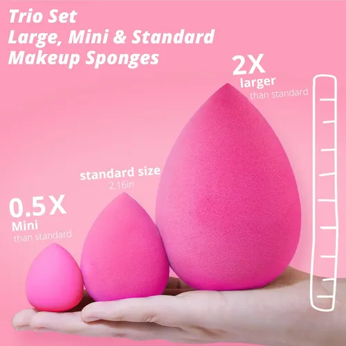 Beakey Large, Mini And Standard Makeup Sponges Trio Set W…