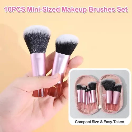 Set 10 Piezas Brochas De Maquillaje Con Estuche