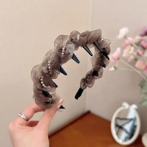 Pack 4 Pinzas Banana Tul Gasas Cuentas Accesorio Pelo Mujer