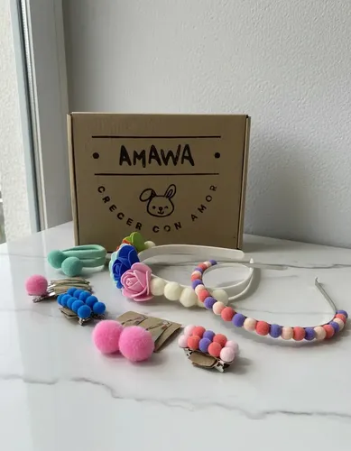 Amawa Vinchas, Colitas Y Hebillas C/ Pompones Pelo Niña Color 335