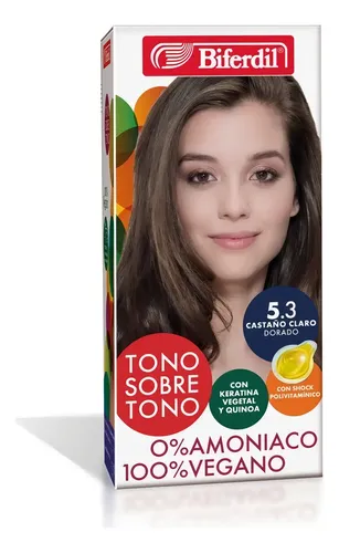 Kit Tintura Coloracion Tono Sobre Tono Biferdil 154gr Tono 5.3 Castaño Claro Dorado