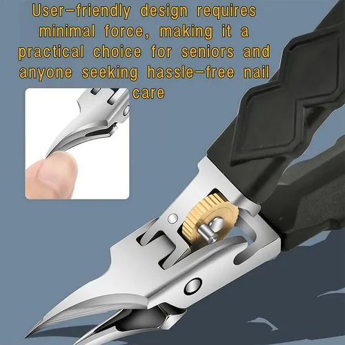 Black Anti-slip Grip Gear Lock Nail Clipper Set With