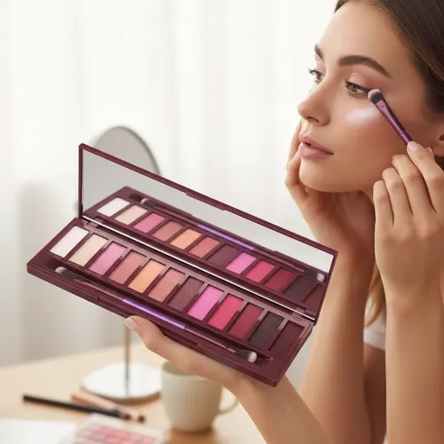 Sombras 12 Tonos Cherry Con Espejo Brocha Brillante Y Matte
