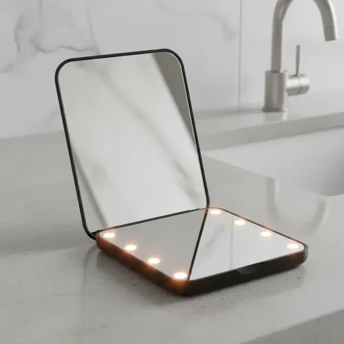 Espejo De Maquillaje Mini Con Luz Led Facil Transportar