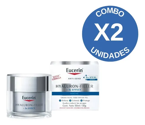Combo X2 Crema Eucerin Noche Hyaluron-filler 3xeffect 50ml Todo Tipo De Piel Noche