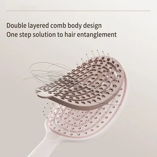 Cepillo Desenredante Autolimpiante Para Cabello Ivory White