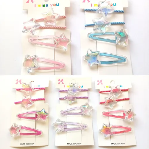 Pack X3 Set Infantil Hebillas Colitas Pelo Colores Surtidos