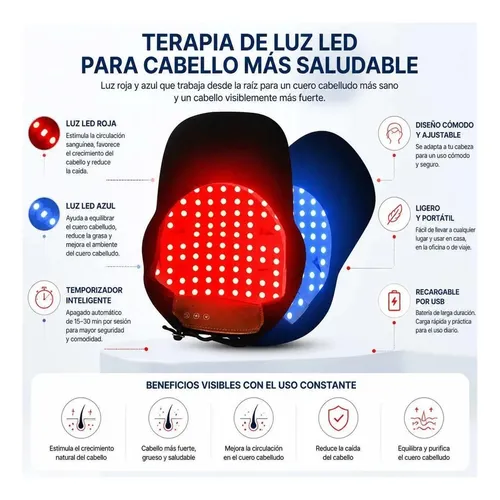 Tratamiento Capilar Led Portátil Reduce Caída Promueve