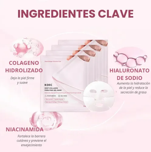 Pack X4 Mascarilla Absorbible Colageno Pdrn Pink Koec Todo Tipo De Piel