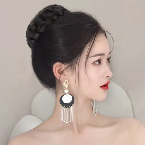 (a) Pelucas Con Moño, Extensiones De Cabello, Peluca Casual