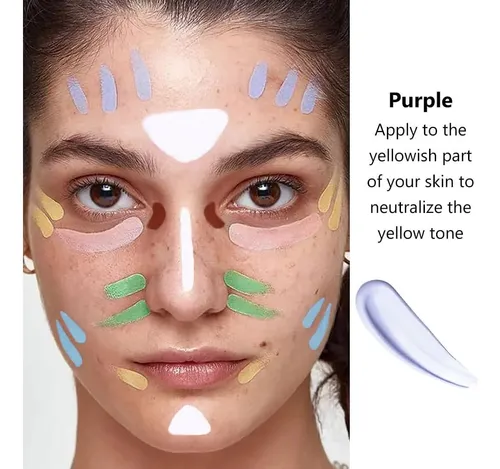 Corrector Y Iluminador Purple Camo 2 En 1, Cobertura