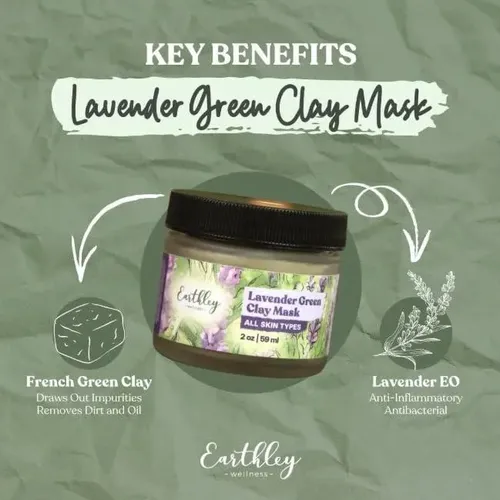 Mascarilla Facial De Arcilla Verde Lavanda Earthley 2 Oz
