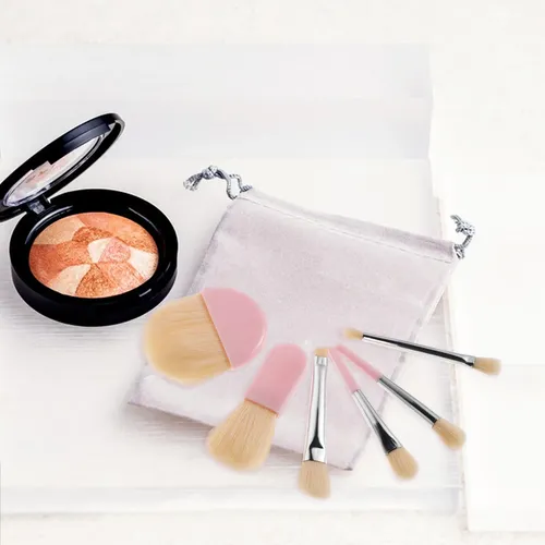 1 Juego De Minibrochas De Maquillaje De Viaje Con Funda Para