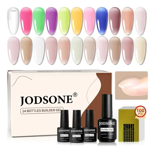 Juego De Gel Builder Color Gel Con Top Coat Y Base Coat 24